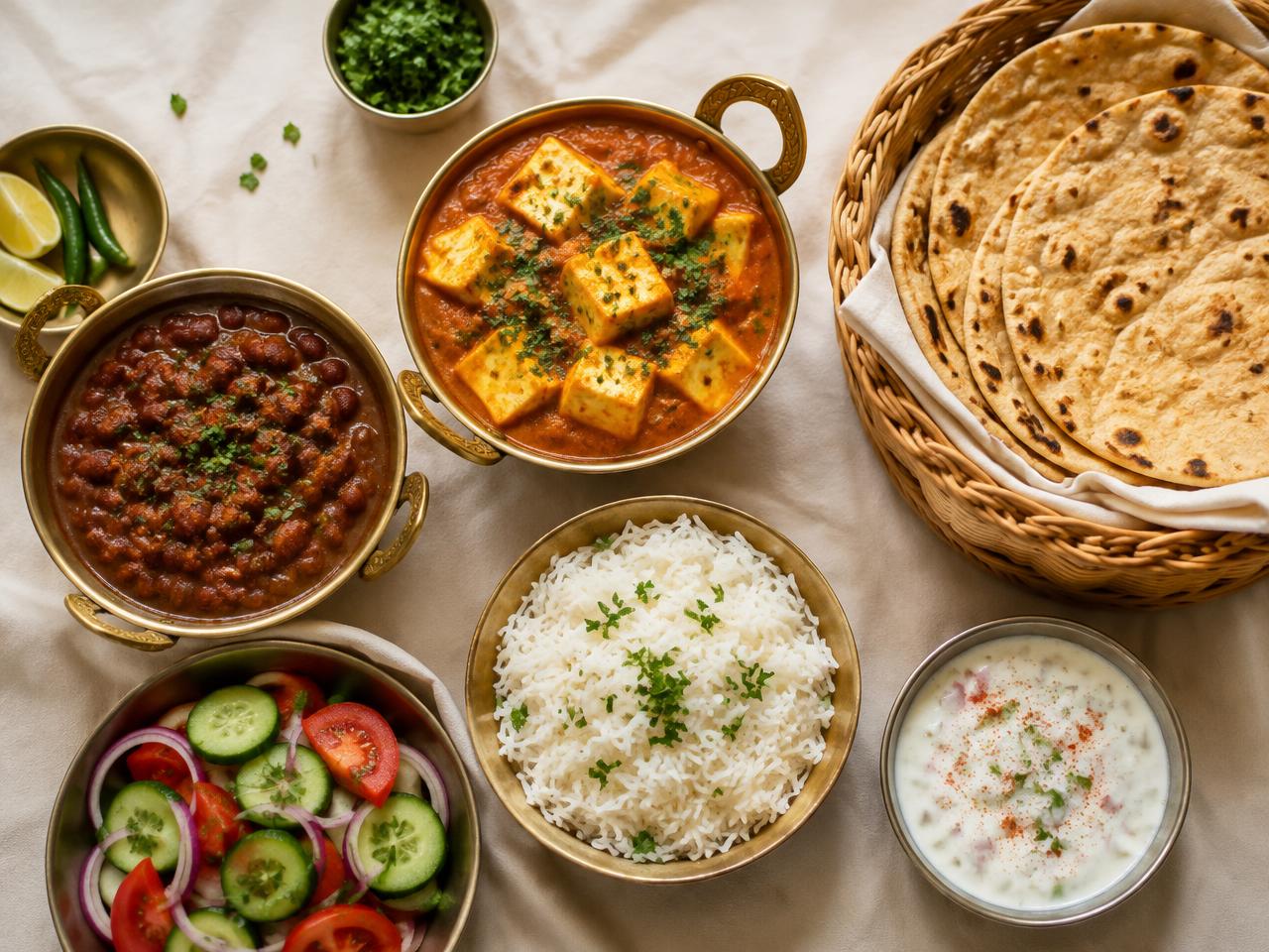 Homemade North Indian vegetarian meal by Tikki Singh